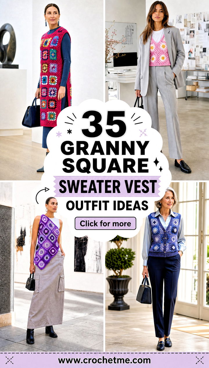 35 granny square sweater vest outfit ideas - 35 granny square sweater vest outfit ideas