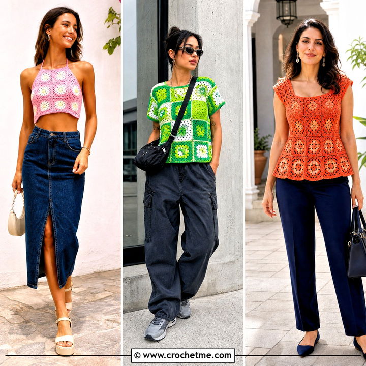 35 Granny Square Top Outfit Ideas for Fresh Everyday Style