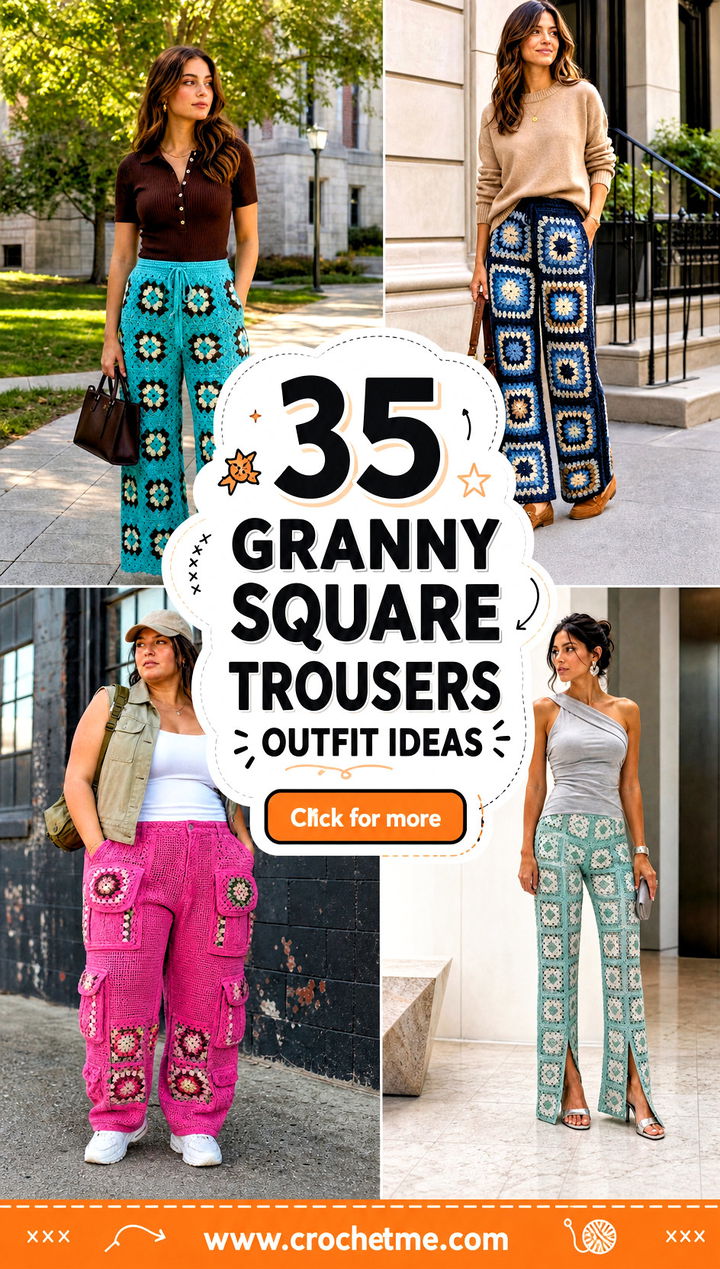 35 granny square trousers outfit ideas - 35 granny square trousers outfit ideas