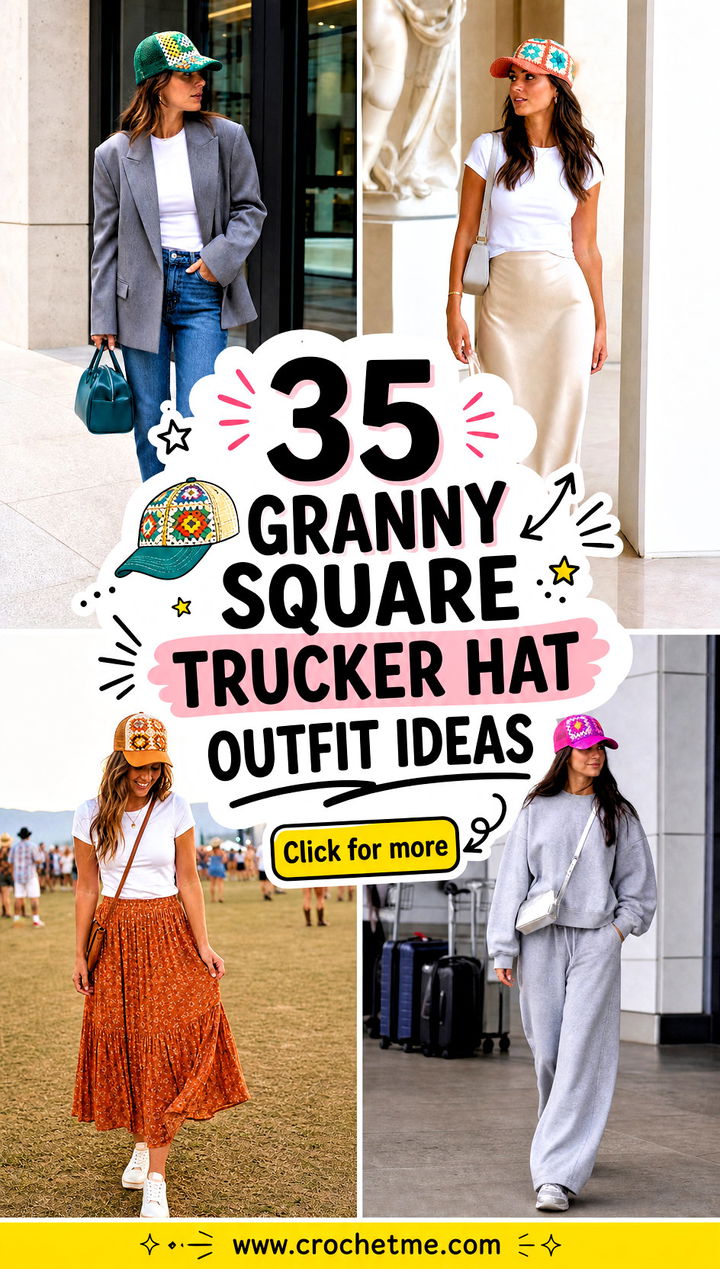 35 granny square trucker hat outfit ideas - 35 granny square trucker hat outfit ideas