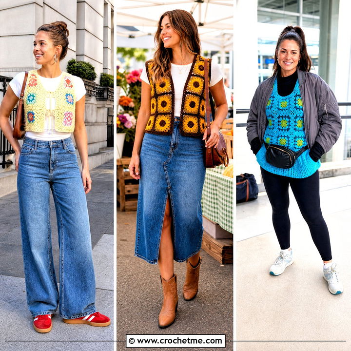 35 Granny Square Vest Outfit Ideas for Chic Layered Looks