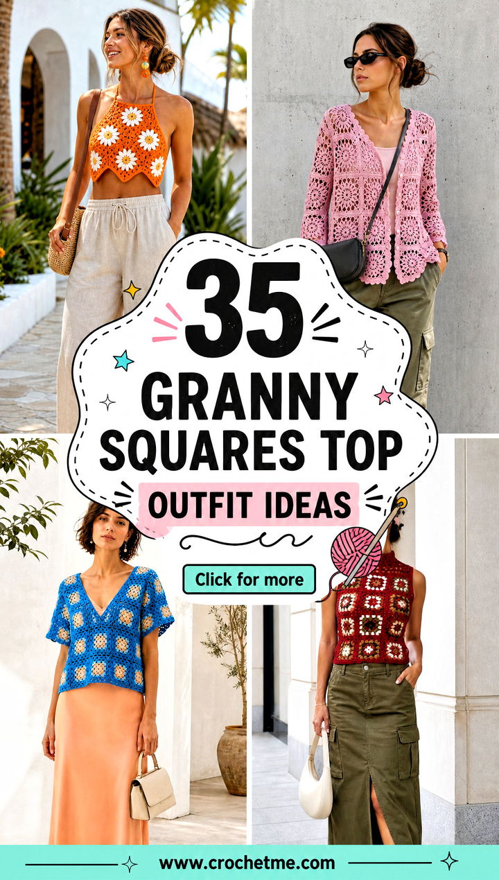 35 granny squares top outfit ideas - 35 granny squares top outfit ideas
