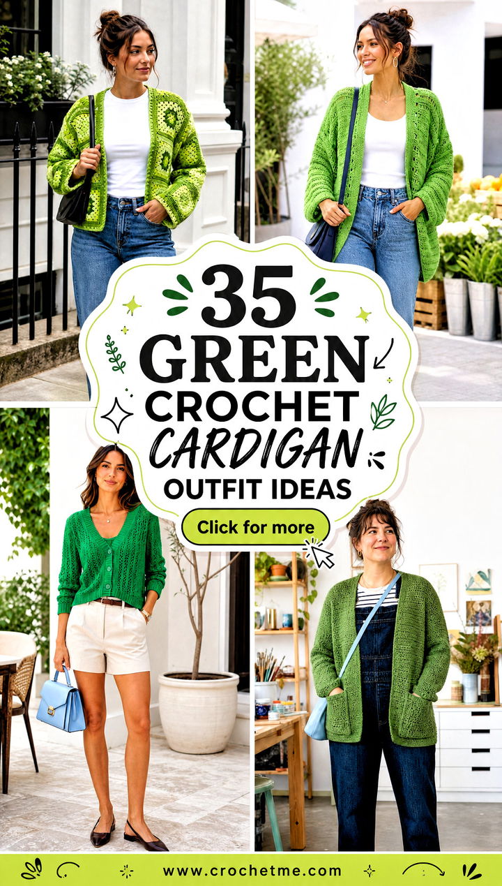 35 green crochet cardigan outfit ideas - 35 green crochet cardigan outfit ideas