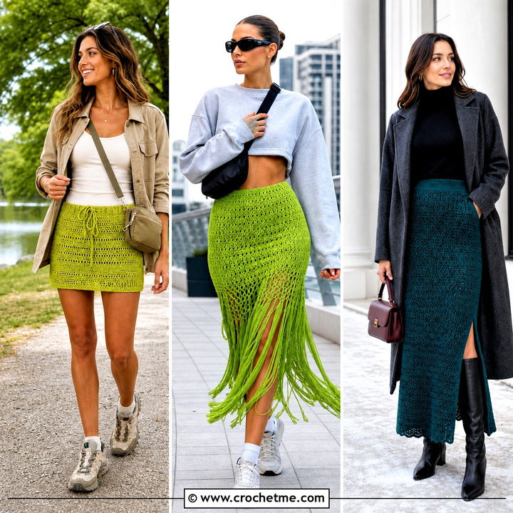 35 Green Crochet Skirt Outfit Ideas for Breezy Summer Style