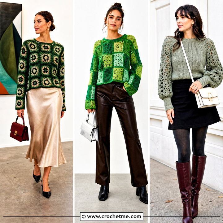 35 Green Crochet Sweater Outfit Ideas for Cozy Everyday Style