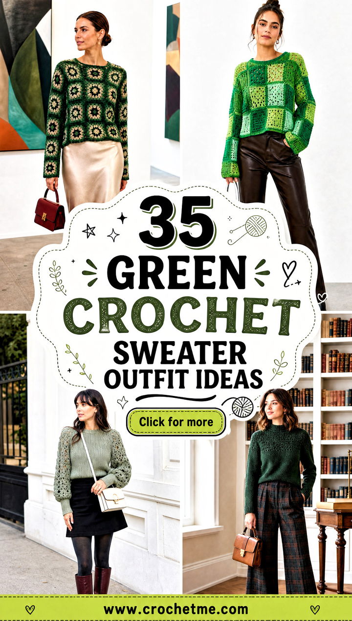 35 green crochet sweater outfit ideas - 35 green crochet sweater outfit ideas