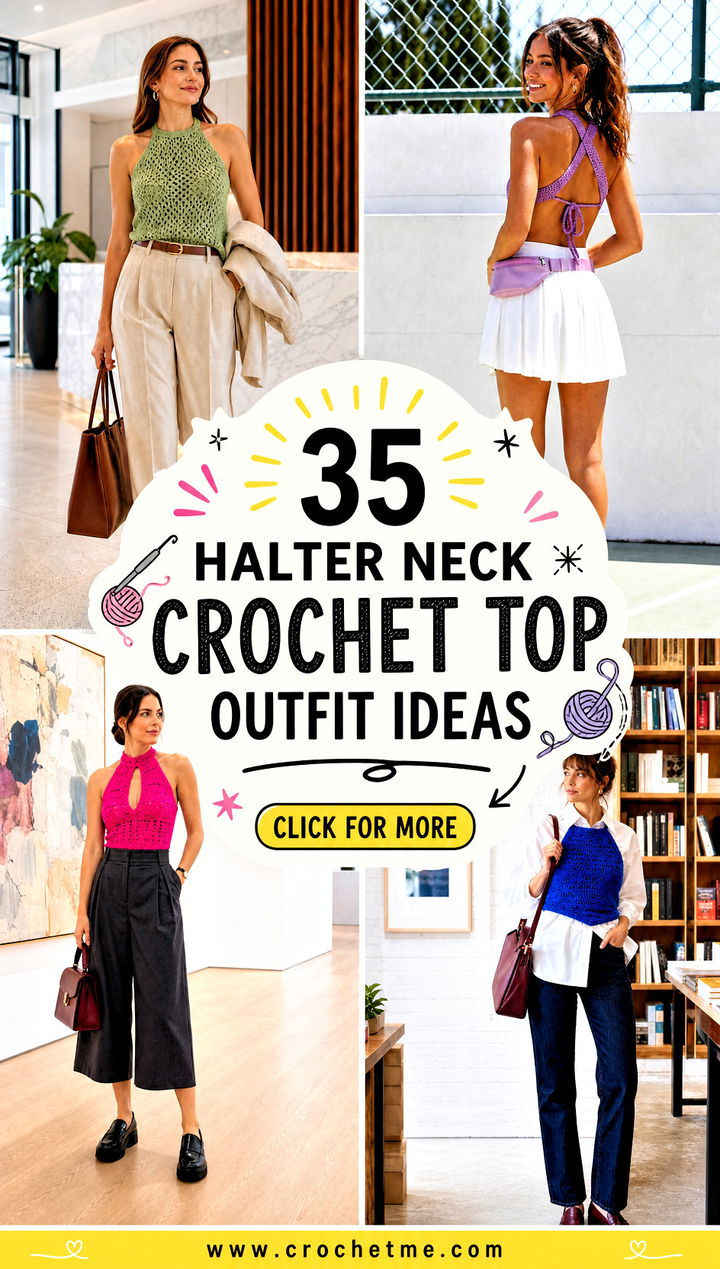 35 halter neck crochet top outfit ideas - 35 halter neck crochet top outfit ideas