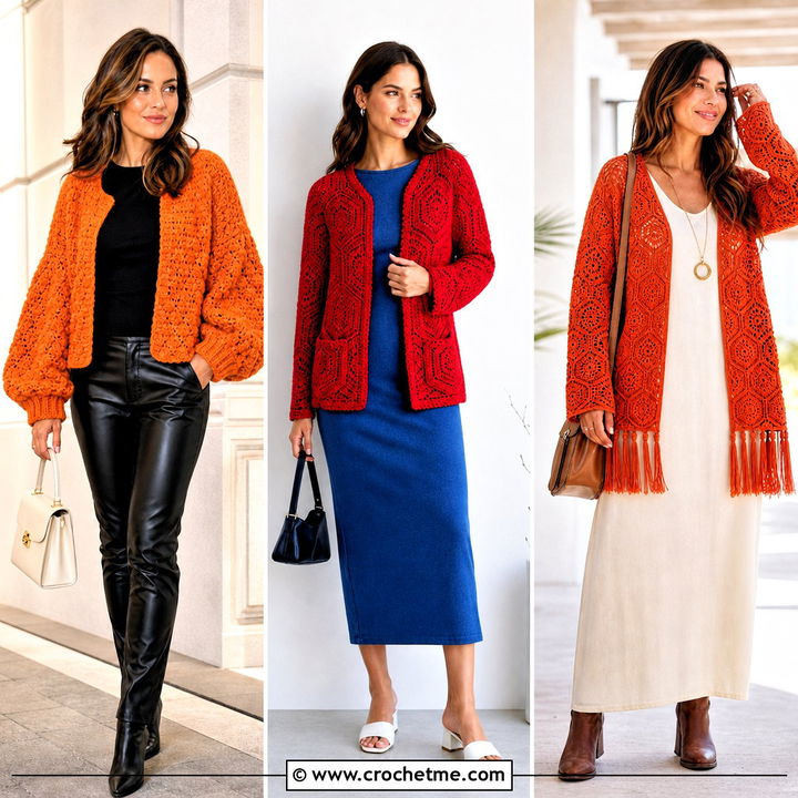 35 Hex Crochet Cardigan Outfit Ideas for Cozy Layered Looks