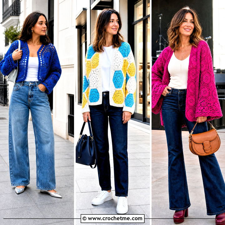 35 Hexagon Crochet Cardigan Outfit Ideas for Cozy Chic Style