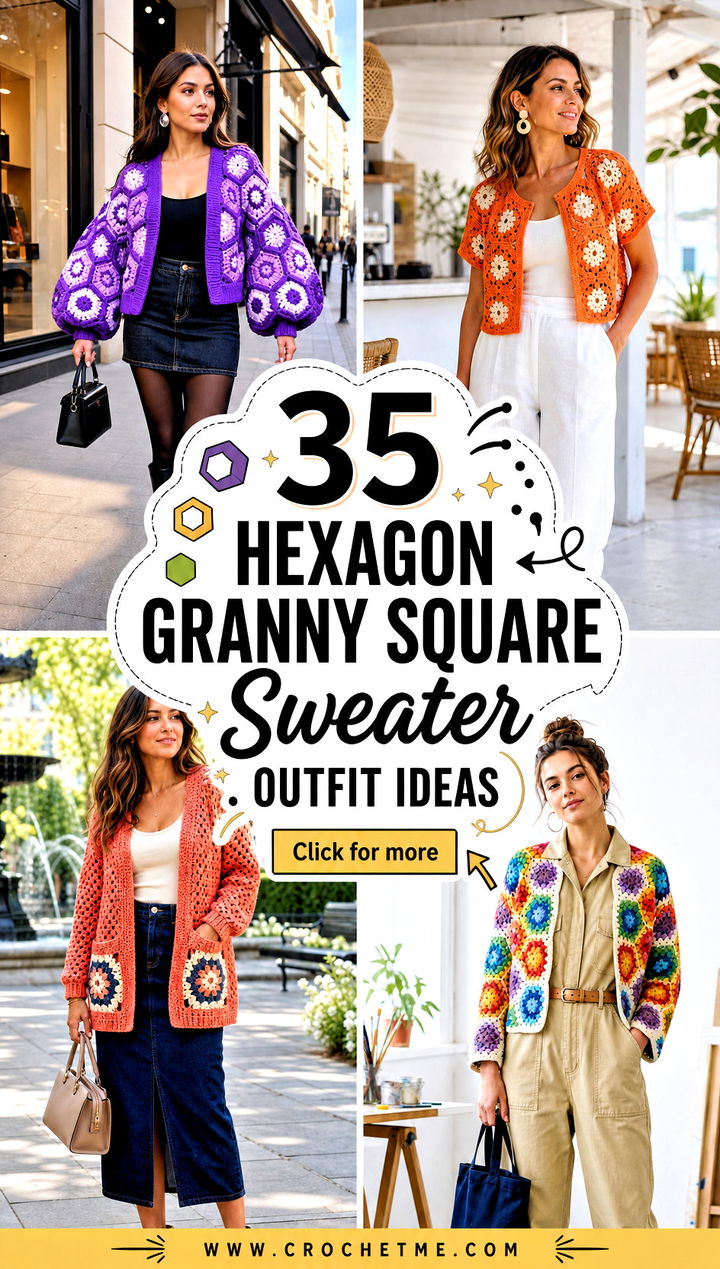 35 hexagon granny square sweater outfit ideas - 35 hexagon granny square sweater outfit ideas
