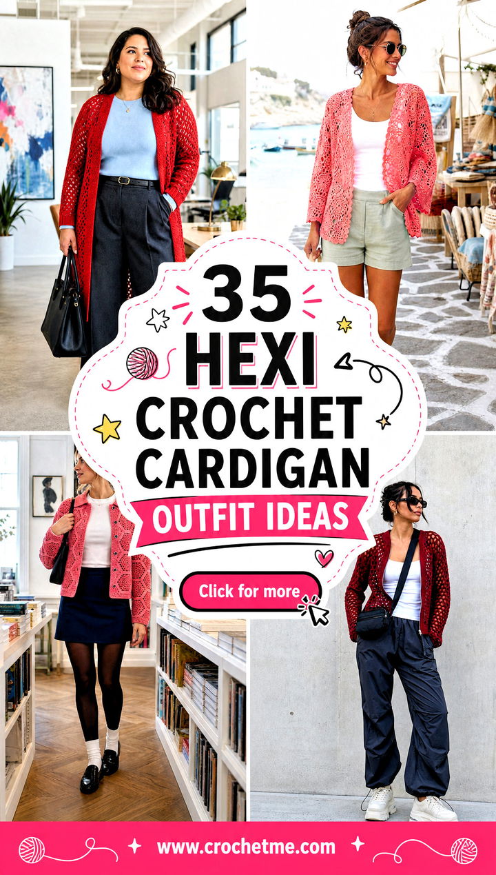 35 hexi crochet cardigan outfit ideas - 35 hexi crochet cardigan outfit ideas