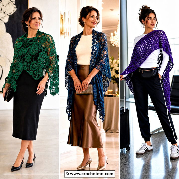 35 Lacy Crochet Shawl Outfit Ideas for Elegant Layering