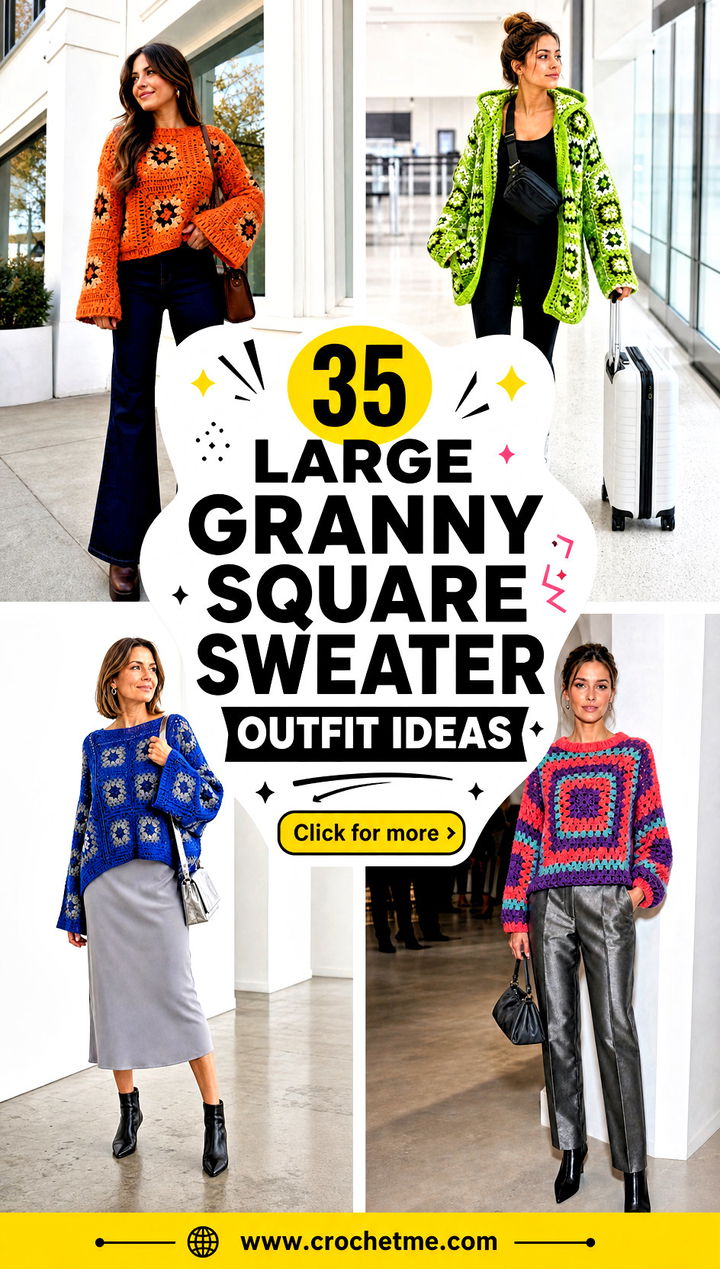 35 large granny square sweater outfit ideas - 35 large granny square sweater outfit ideas