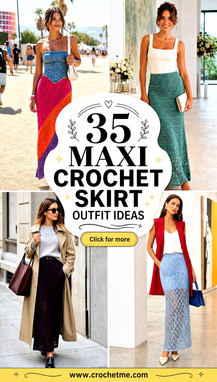 35 maxi crochet skirt outfit ideas - 35 maxi crochet skirt outfit ideas