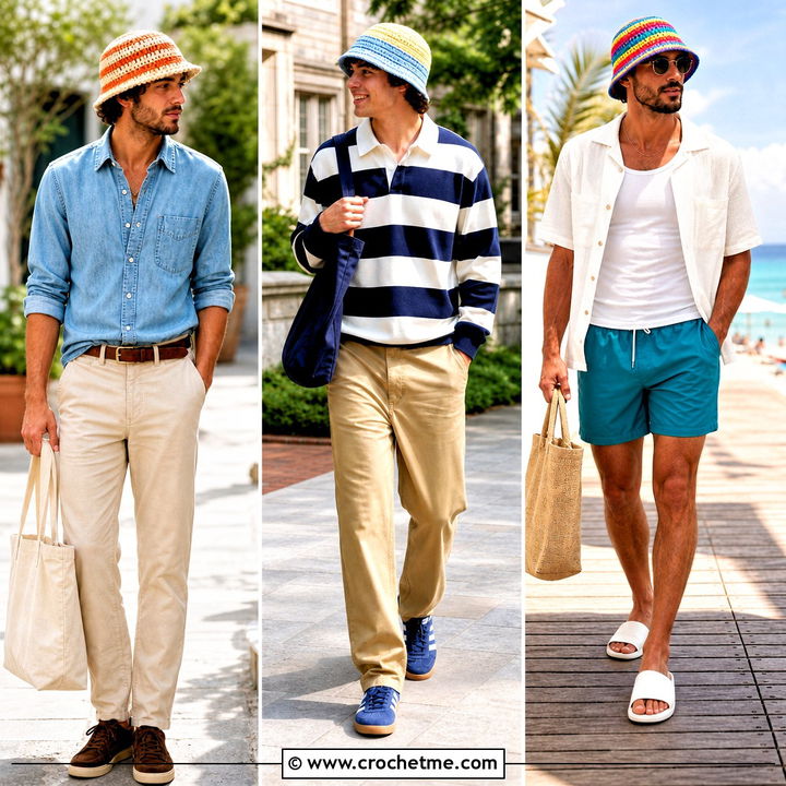 35 Men Crochet Bucket Hat Outfit Ideas for Laid-Back Style