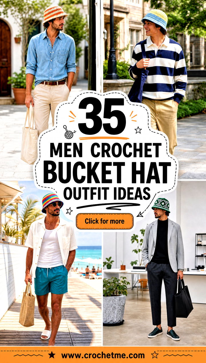35 men crochet bucket hat outfit ideas - 35 men crochet bucket hat outfit ideas