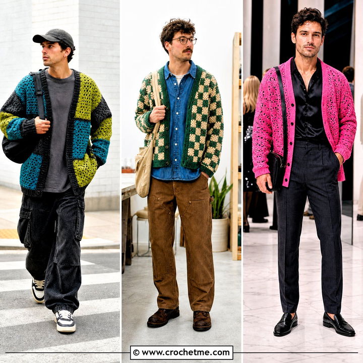 35 Mens Crochet Cardigan Outfit Ideas for Modern Layering