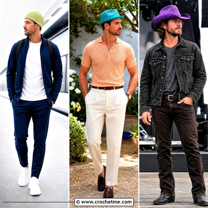 35 Mens Crochet Hats Outfit Ideas for Fresh Festival Style