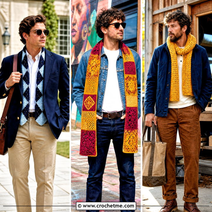 35 Men’s Crochet Scarf Outfit Ideas for Effortless Layering