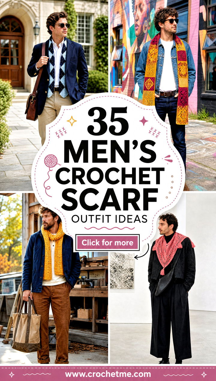 35 mens crochet scarf outfit ideas - 35 men’s crochet scarf outfit ideas