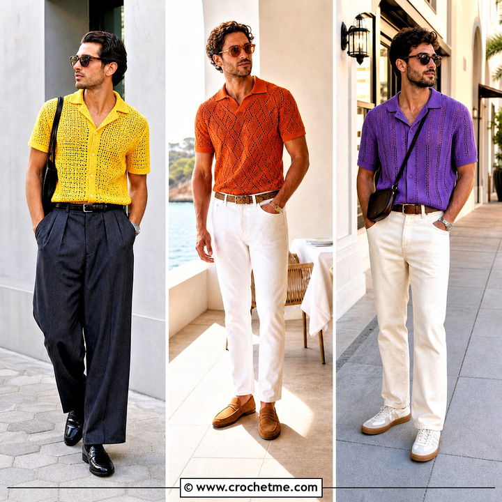 35 Men’s Crochet Shirt Outfit Ideas for Breezy Summer Style