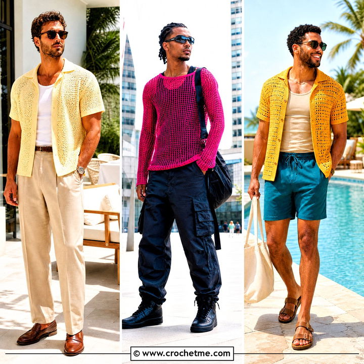 35 Mens Crochet Shirt Outfit Ideas for Relaxed Summer Style