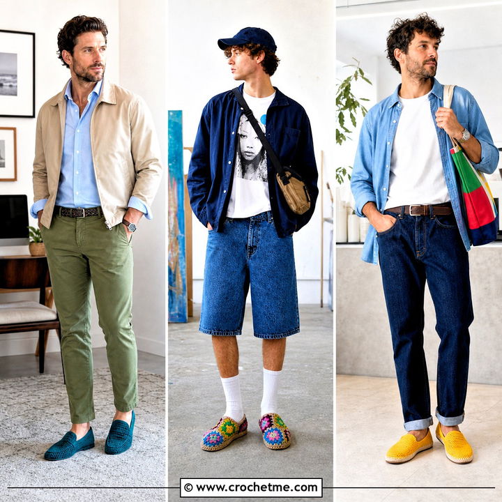 35 Mens Crochet Slippers Outfit Ideas for Cozy Days at Home