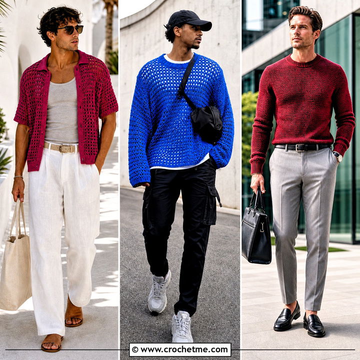35 Mens Crochet Sweater Outfit Ideas for Elevated Layering