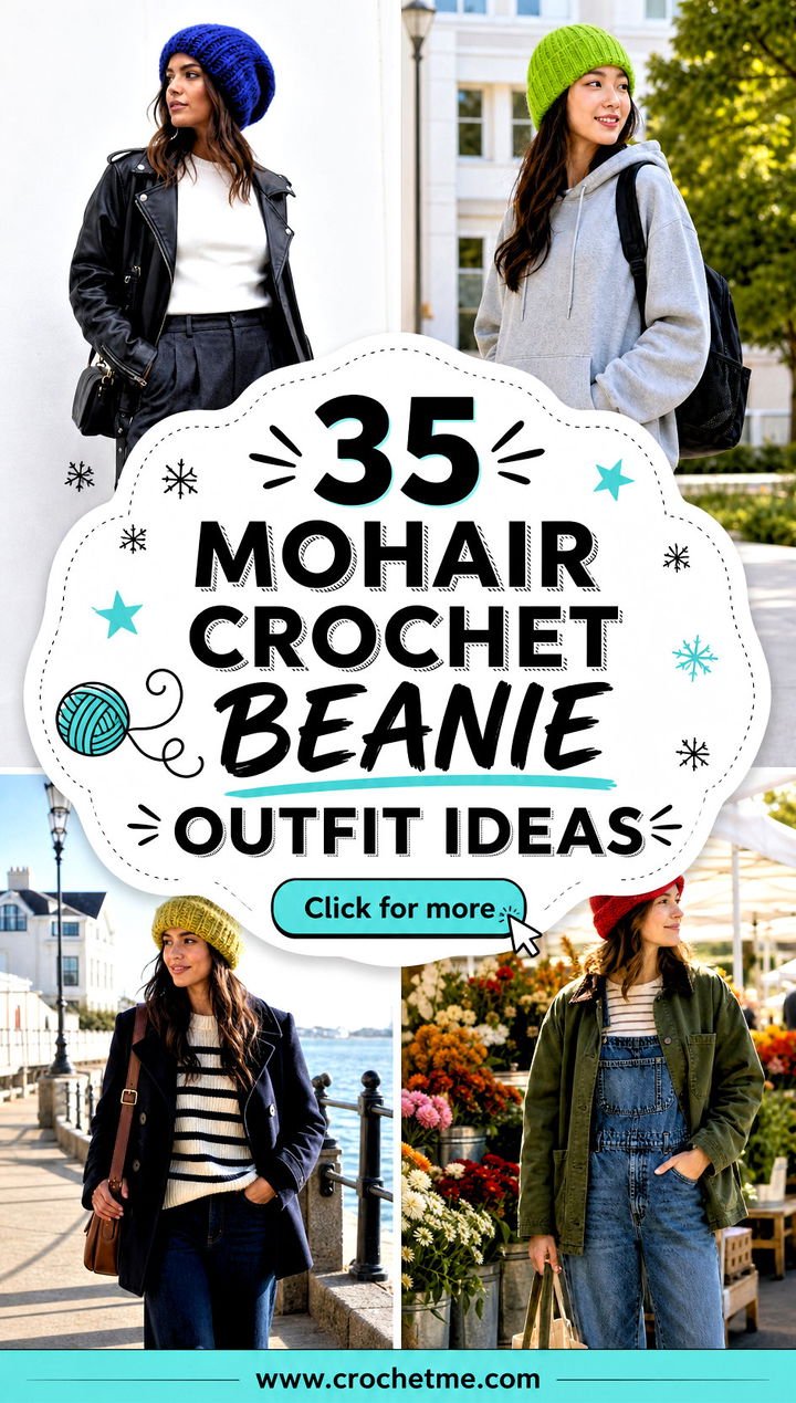 35 mohair crochet beanie outfit ideas - 35 mohair crochet beanie outfit ideas