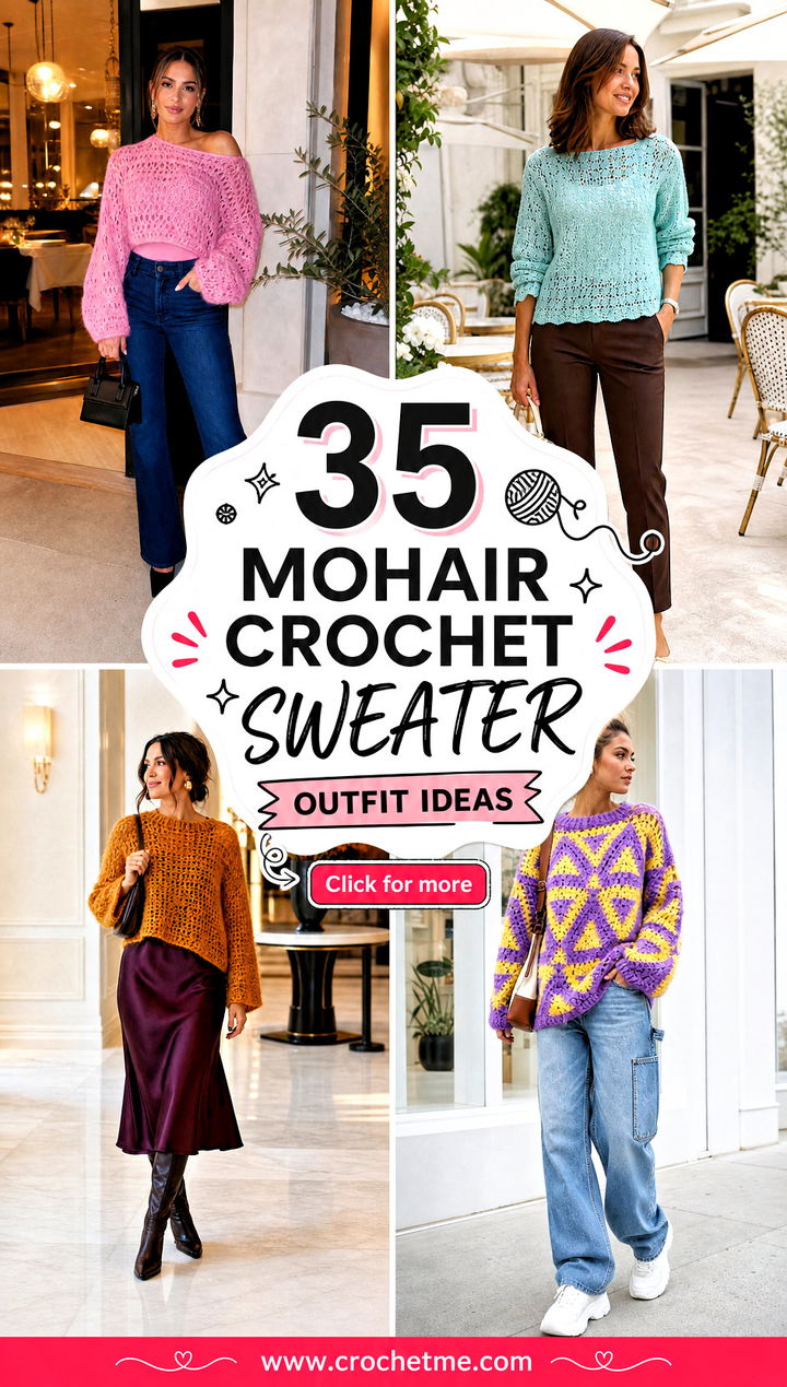 35 mohair crochet sweater outfit ideas - 35 mohair crochet sweater outfit ideas