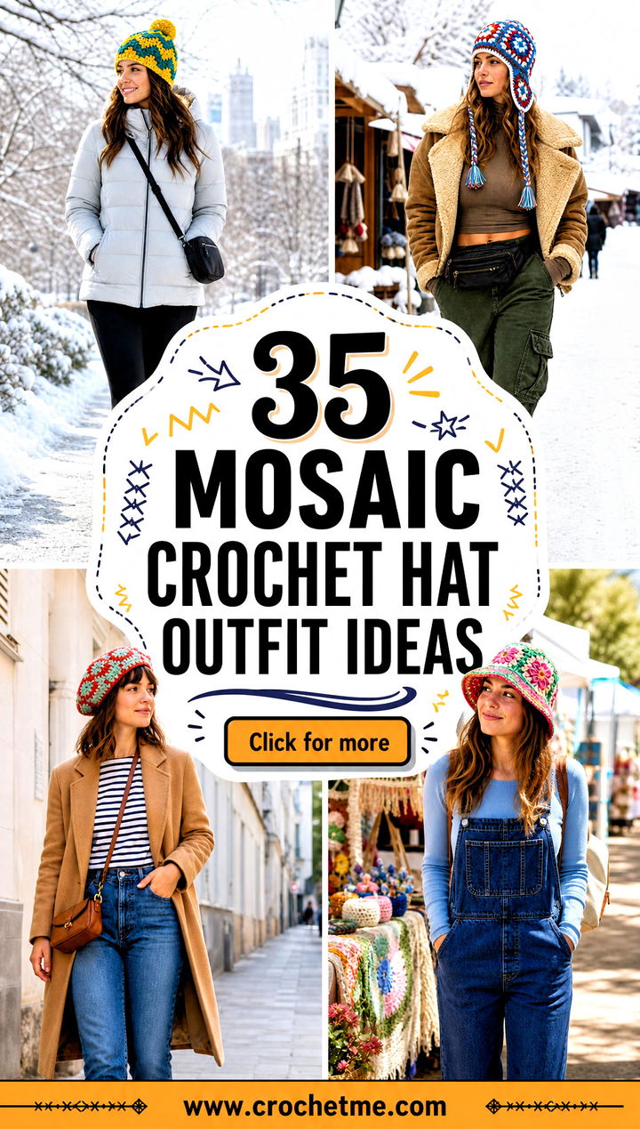 35 mosaic crochet hat outfit ideas - 35 mosaic crochet hat outfit ideas