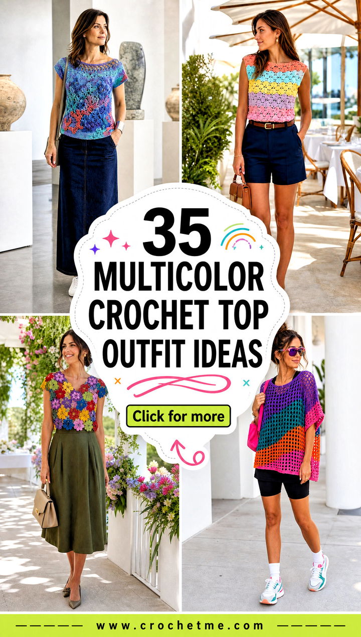 35 multicolor crochet top outfit ideas - 35 multicolor crochet top outfit ideas