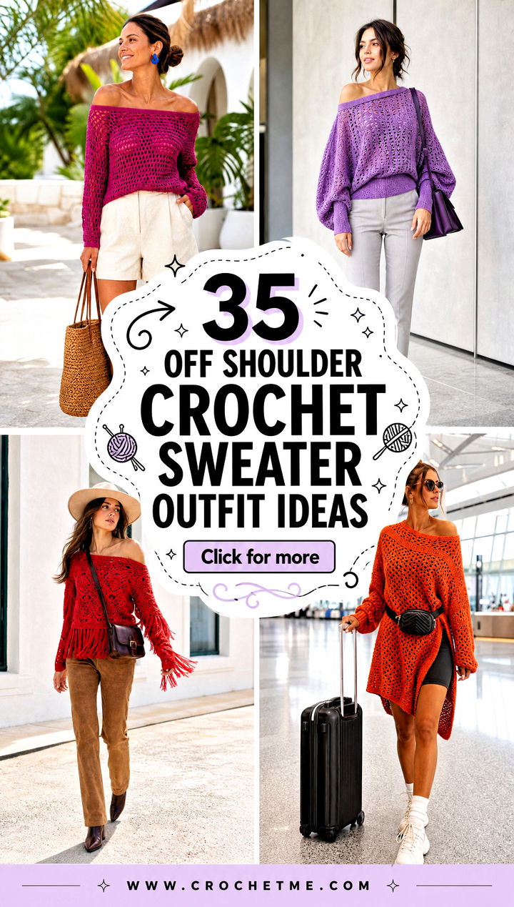 35 off shoulder crochet sweater outfit ideas - 35 off shoulder crochet sweater outfit ideas