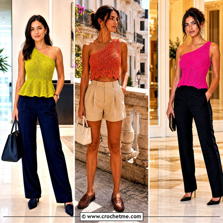 35 One Shoulder Crochet Top Outfit Ideas for Chic Date Nights