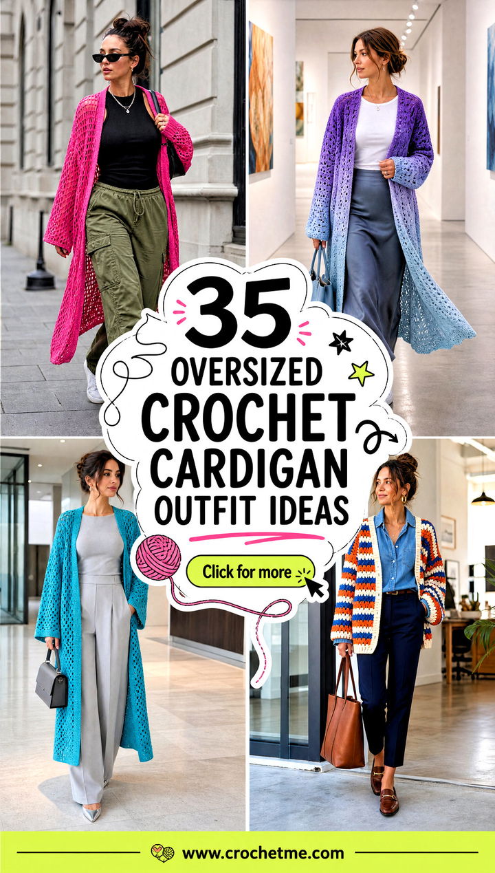 35 oversized crochet cardigan outfit ideas - 35 oversized crochet cardigan outfit ideas