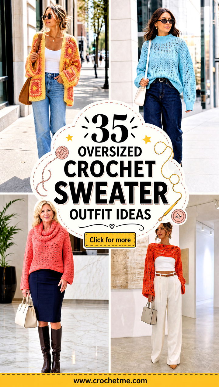 35 oversized crochet sweater outfit ideas - 35 oversized crochet sweater outfit ideas