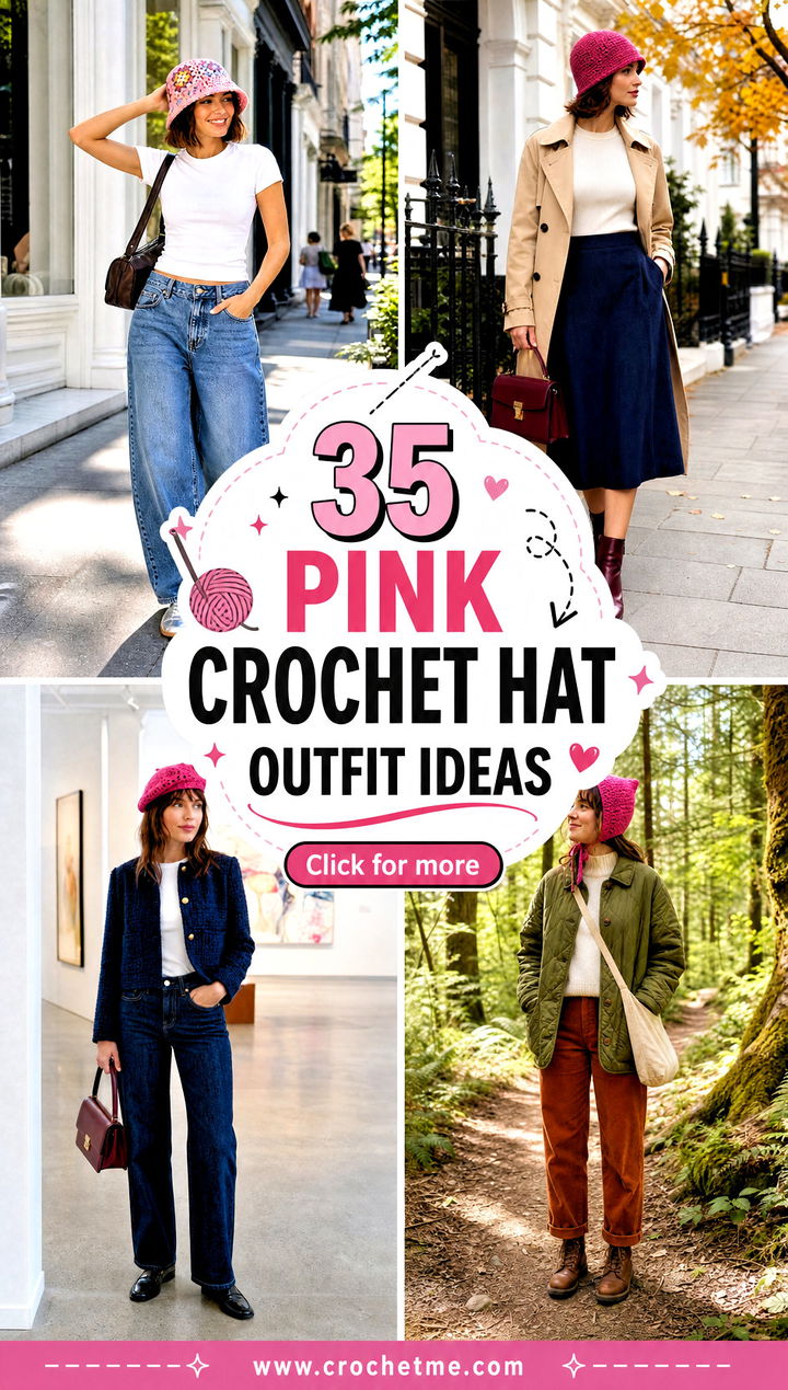 35 pink crochet hat outfit ideas - 35 pink crochet hat outfit ideas