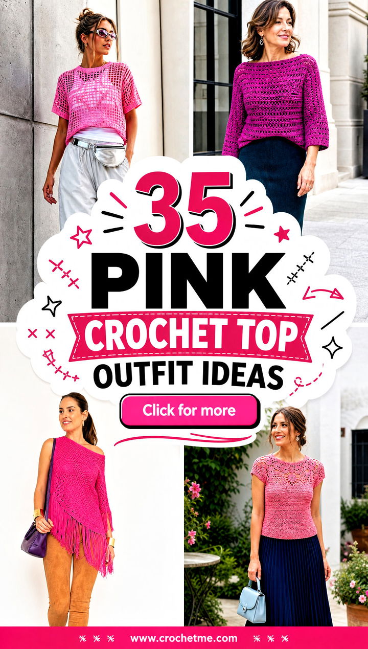 35 pink crochet top outfit ideas - 35 pink crochet top outfit ideas