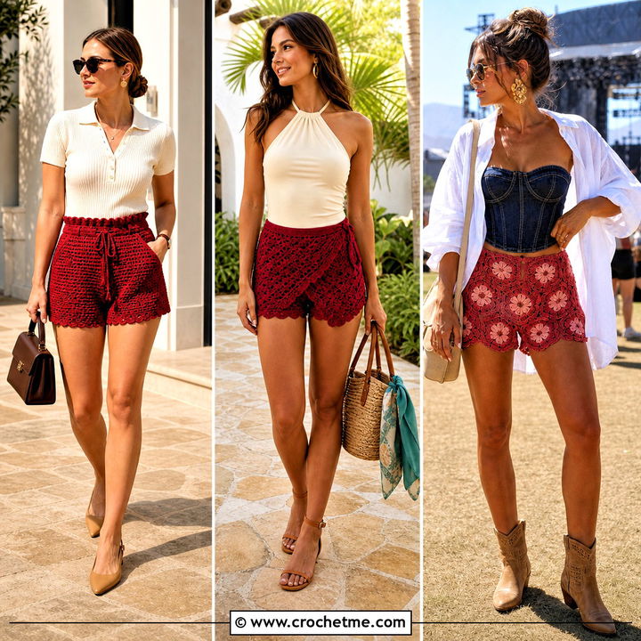 35 Red Crochet Shorts Outfit Ideas for Playful Summer Style