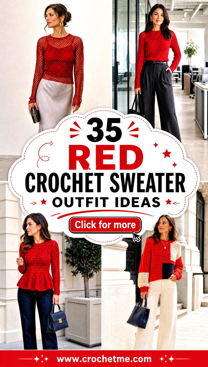 35 red crochet sweater outfit ideas - 35 red crochet sweater outfit ideas