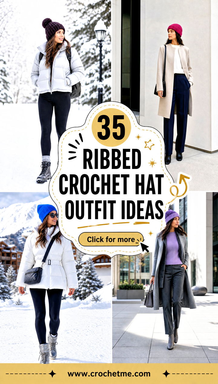 35 ribbed crochet hat outfit ideas - 35 ribbed crochet hat outfit ideas