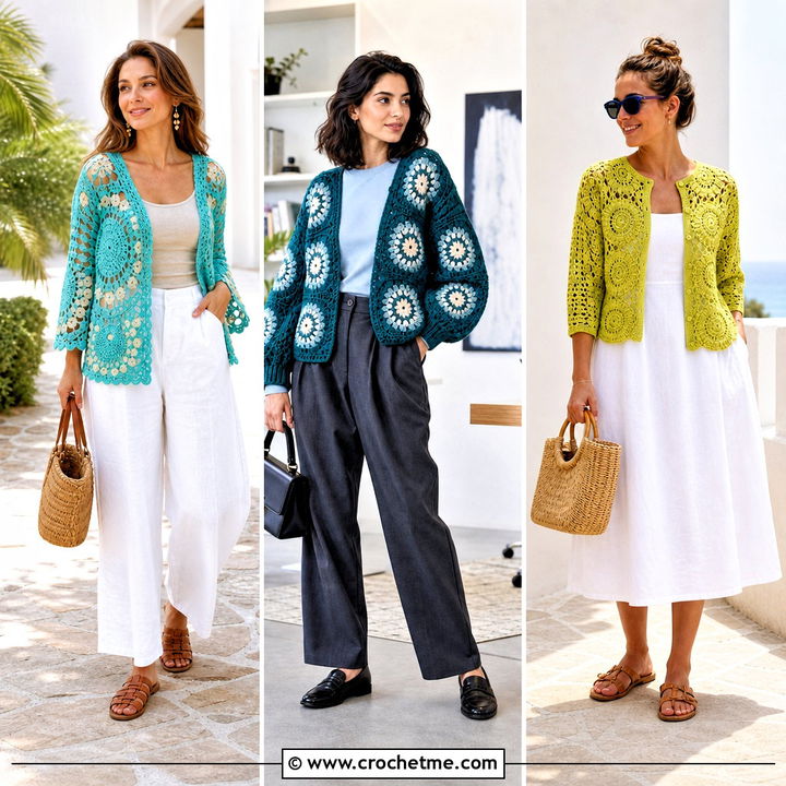 35 Round Crochet Cardigan Outfit Ideas for Layered Looks
