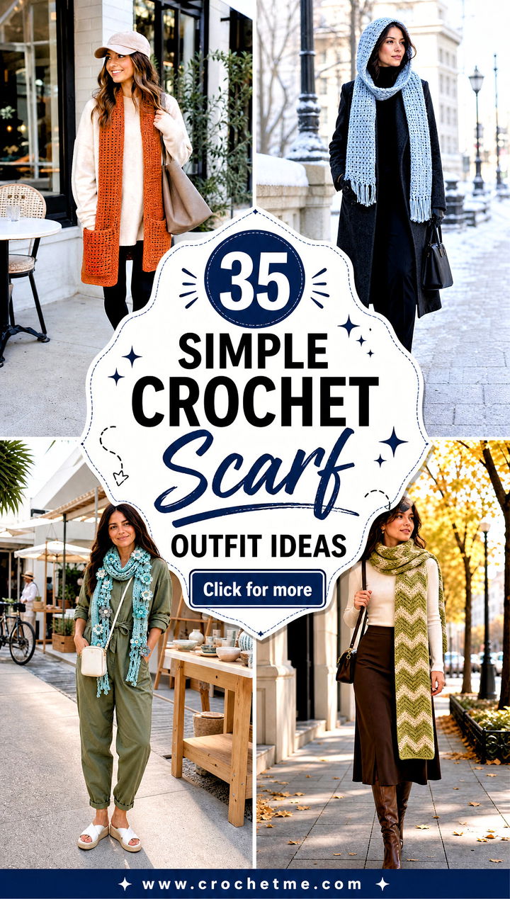 35 simple crochet scarf outfit ideas - 35 simple crochet scarf outfit ideas