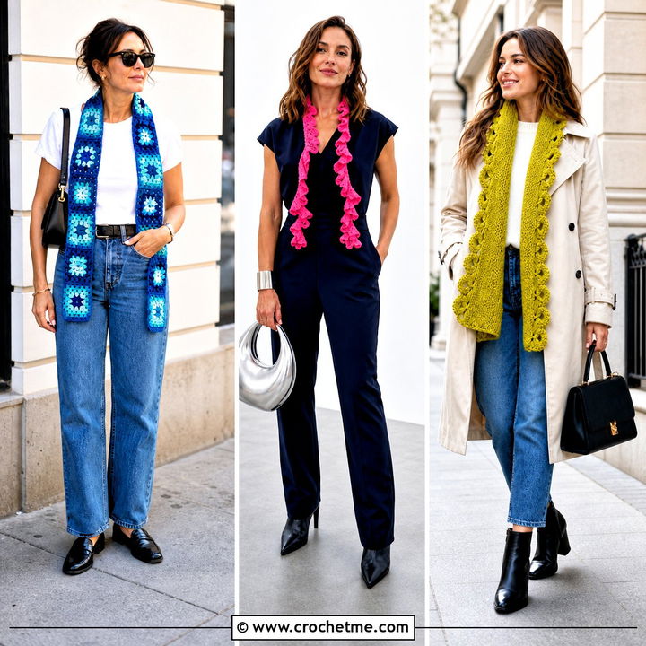 35 Small Crochet Scarf Outfit Ideas for Chic Layered Style