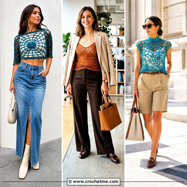 35 Spiderweb Crochet Top Outfit Ideas for Edgy Summer Looks