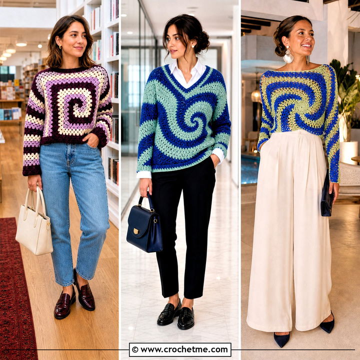 35 Spiral Crochet Sweater Outfit Ideas for Cozy Trendsetters