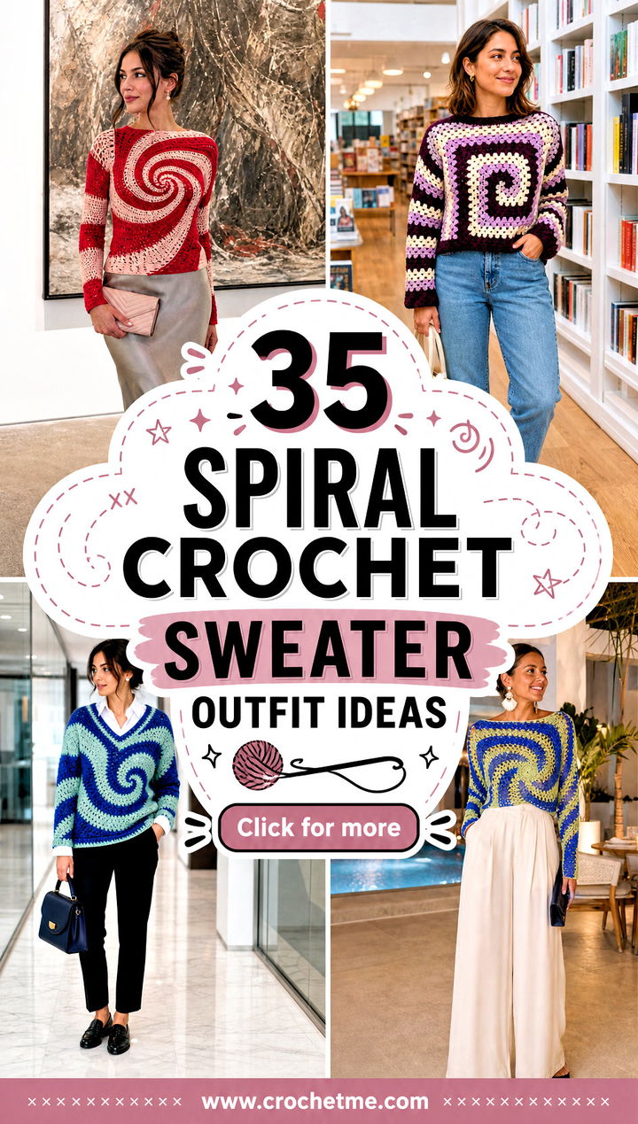 35 spiral crochet sweater outfit ideas - 35 spiral crochet sweater outfit ideas