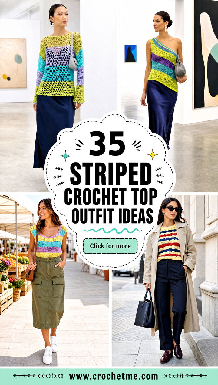35 striped crochet top outfit ideas - 35 striped crochet top outfit ideas