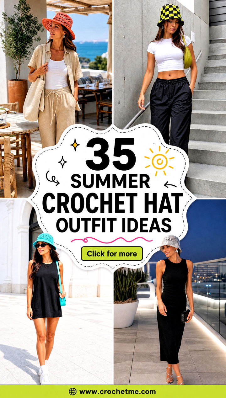 35 summer crochet hat outfit ideas - 35 summer crochet hat outfit ideas