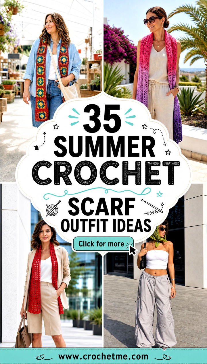 35 summer crochet scarf outfit ideas - 35 summer crochet scarf outfit ideas